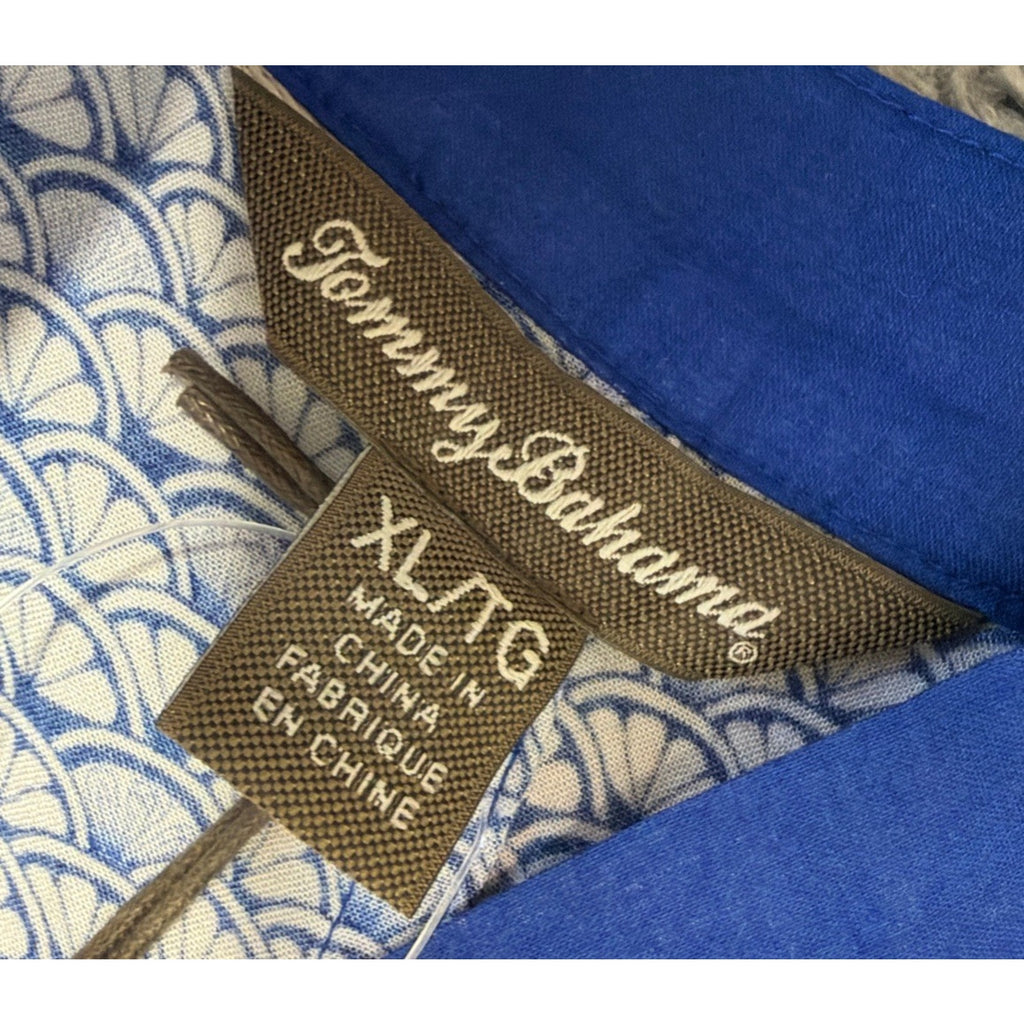 Tommy Bahama Fan Festival Split Neck Dress Size XL Blue Sea Shells NWT