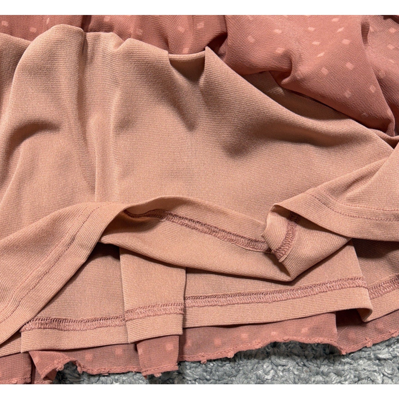Mustard Seed Dusty Rose Swiss Dot Tiered Babydoll Mini Dress M Boho Lagenlook