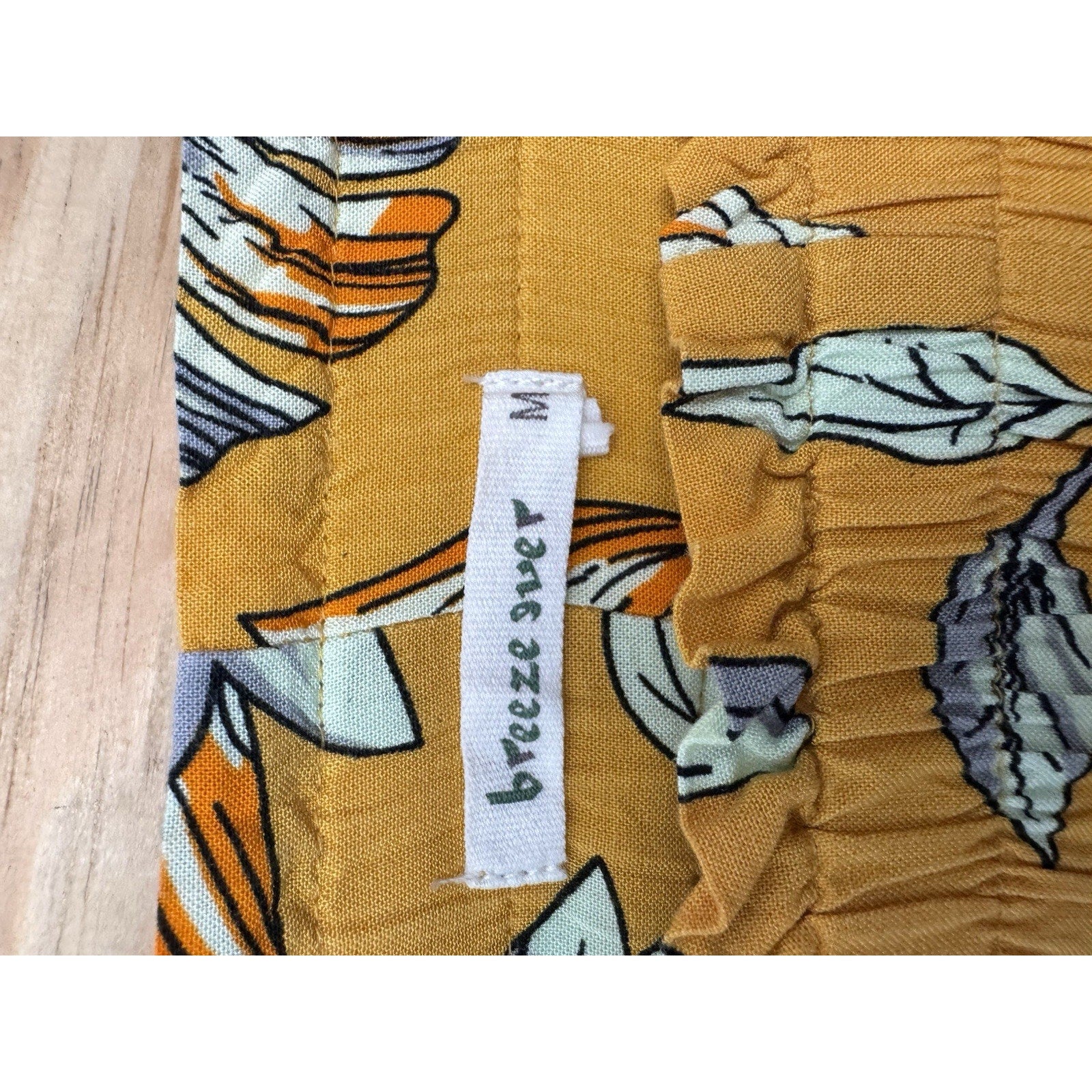 Breeze Ever Yellow Floral 100% Rayon Pants Women’s Size M