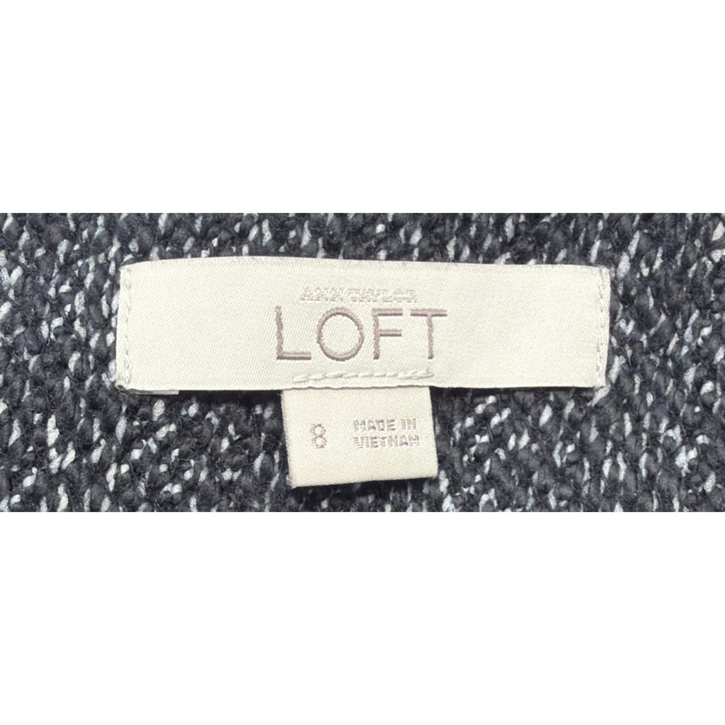 Loft Womens 8 Skirt Black A Line Knit Lined Zip Closure Cotton Blend Career