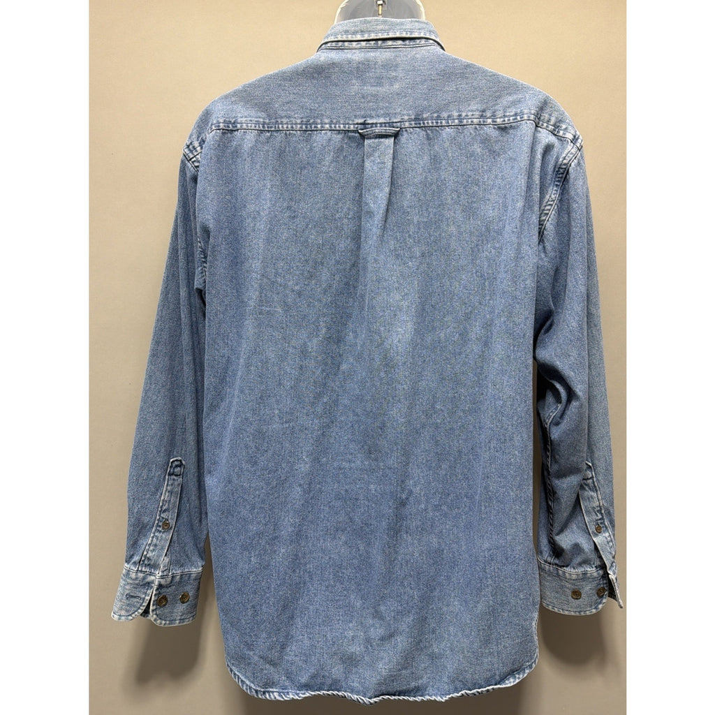 Cabela's Vintage Blue Chambray Denim Jean Button Down Shirt Mens Size M Y2K