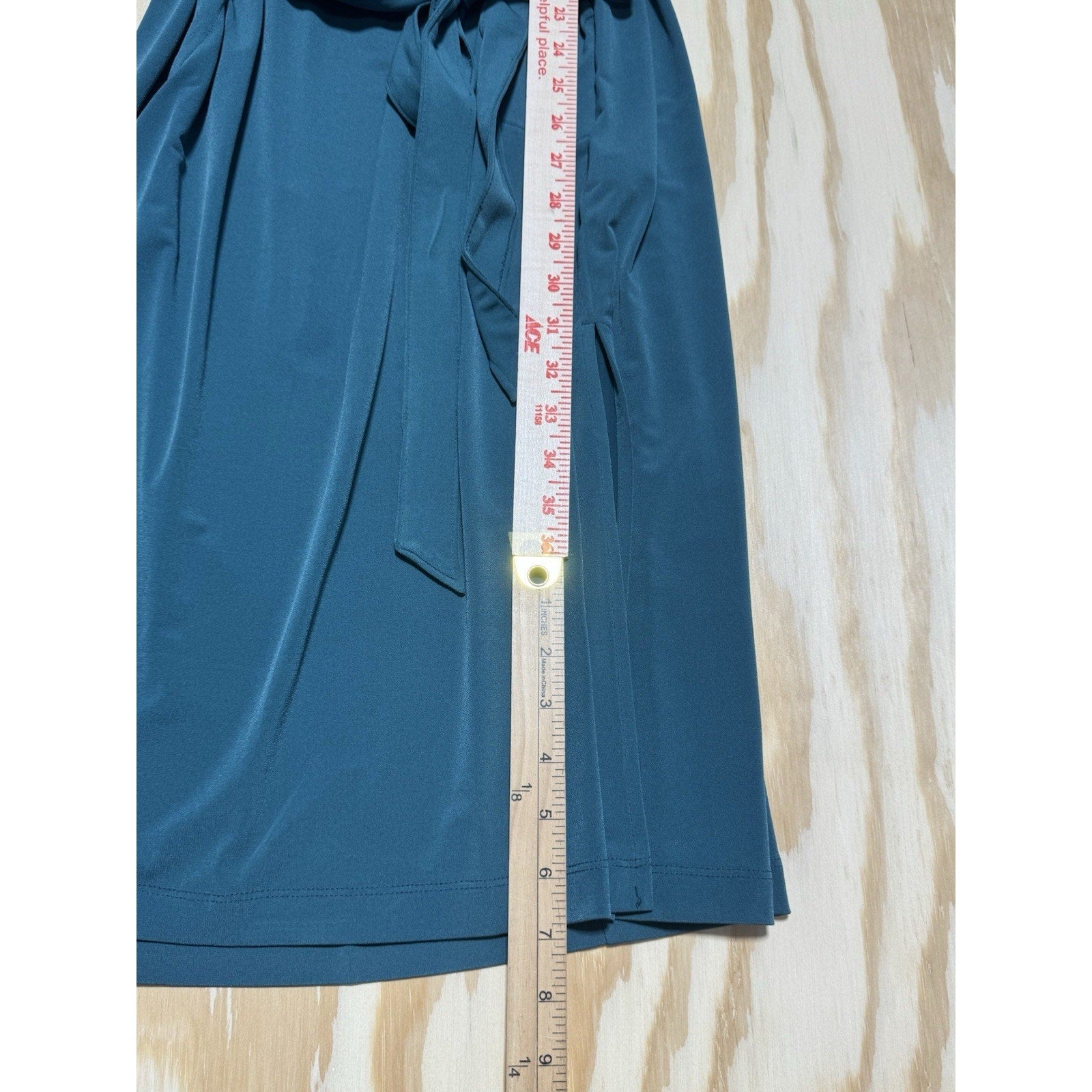 Lane Bryant Dress 14/16 Teal Belted Midi Short Sleeve Casual Career Flowy NWT