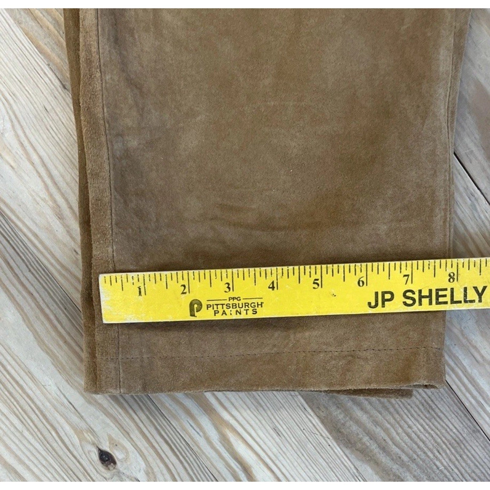 NWT Newport News Vintage Tan Genuine Leather And Suede Lined Pants Size 12 T