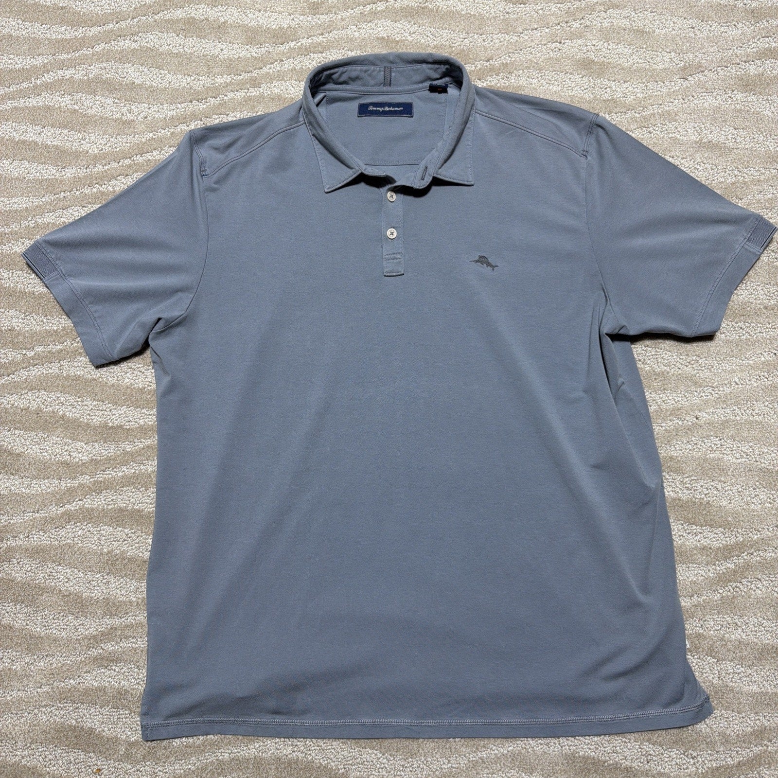 Tommy Bahama Men's Polo XXL Blue Gray Marlin Logo Short Sleleve Golf Shirt