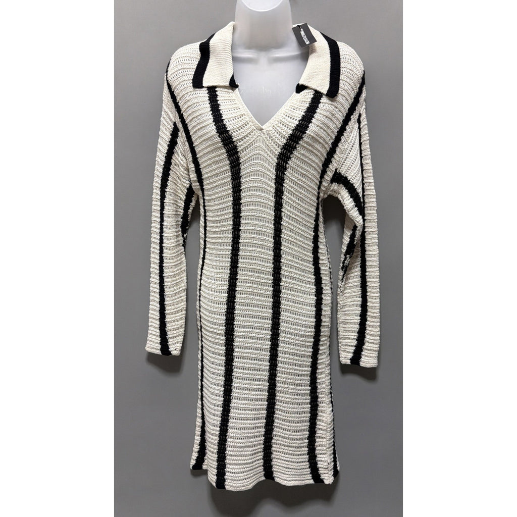 Pretty Little Thing Maternity Cream Long Sleeve Knitted Midi Dress Size 10 NWT