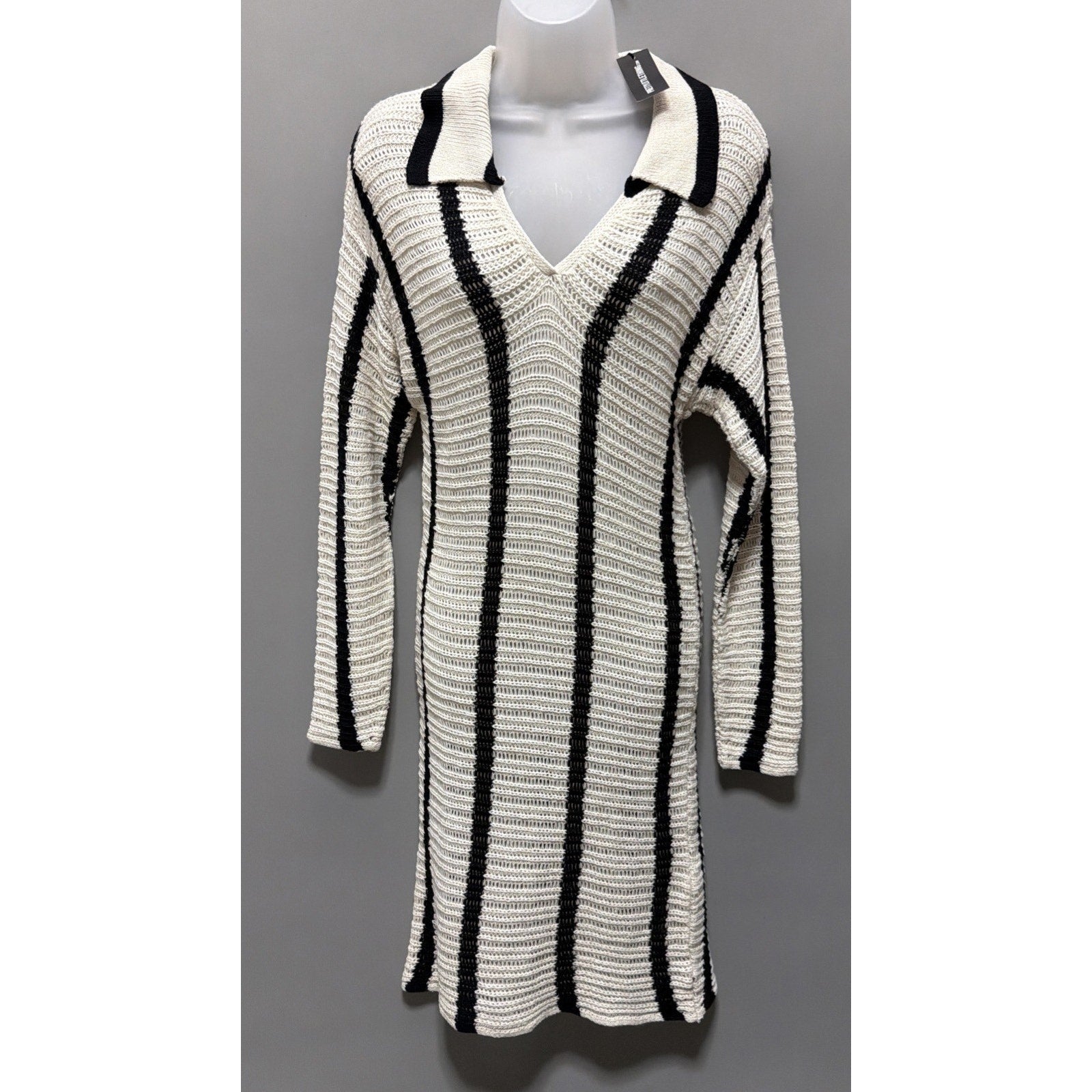 Pretty Little Thing Maternity Cream Long Sleeve Knitted Midi Dress Size 10 NWT