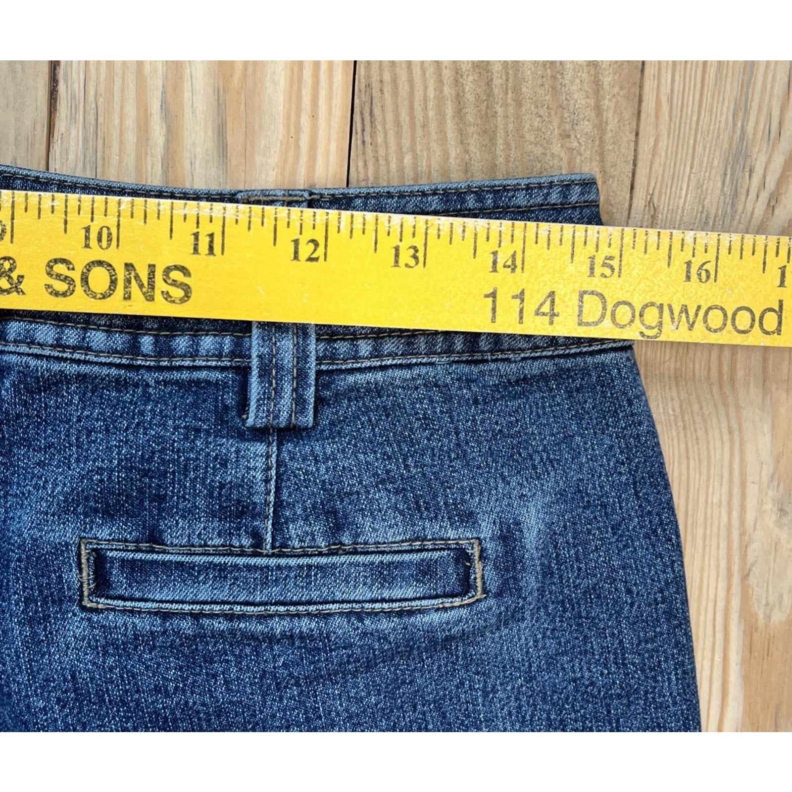 VTG Y2K Duck Head Jeans Women 8 Slash Pocket Wide Leg Denim Trousers Stretch