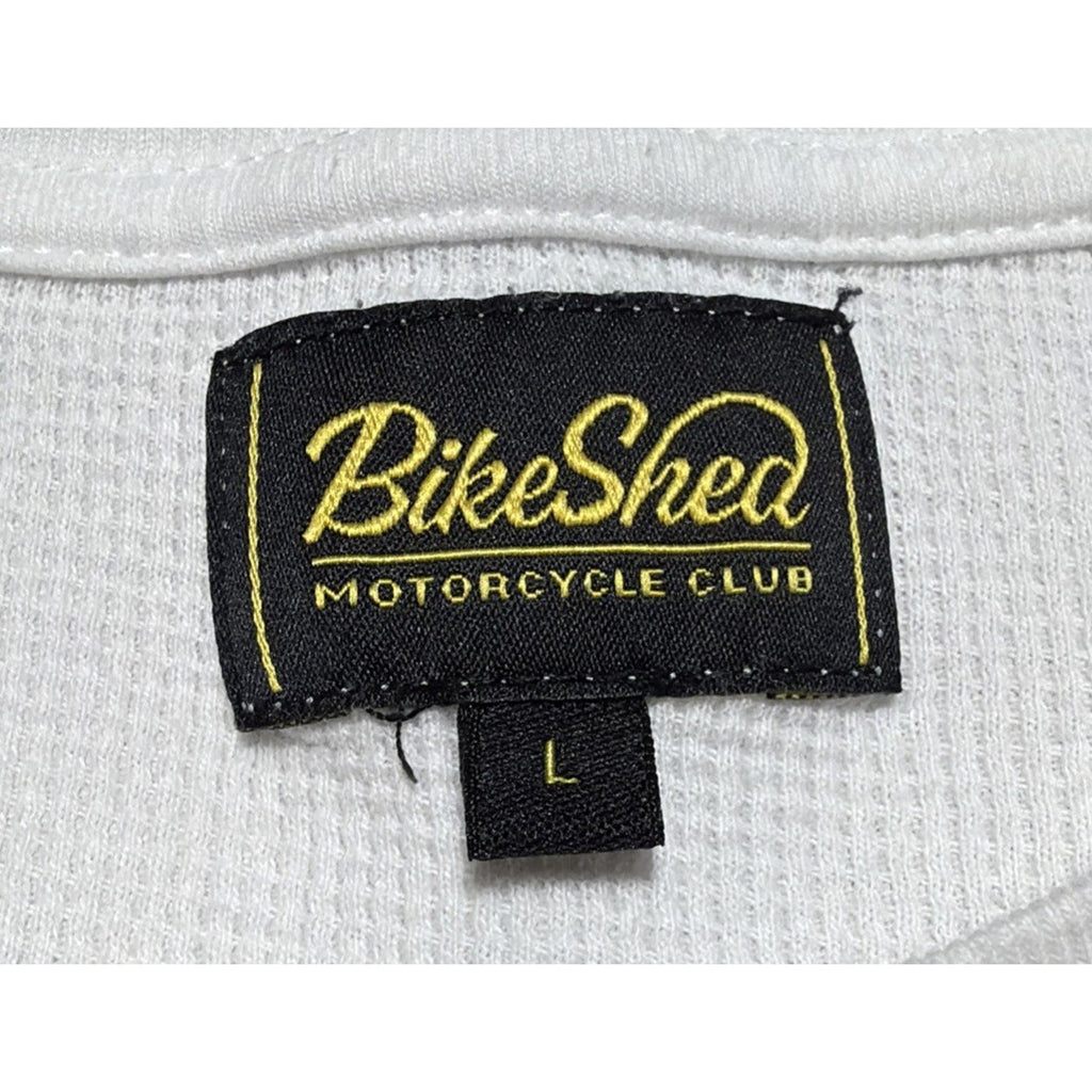 Bike Shed Motorcycle Club Shirt Mens Large Roundel Logo Biker Organic Cotton