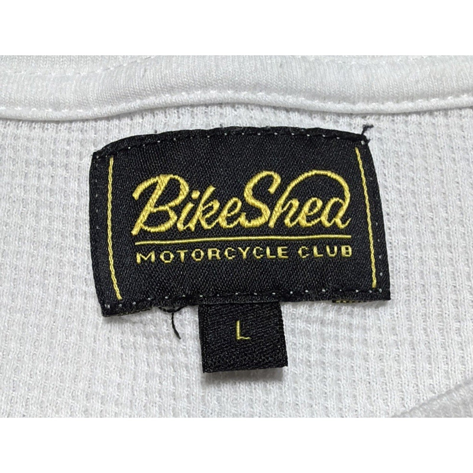 Bike Shed Motorcycle Club Shirt Mens Large Roundel Logo Biker Organic Cotton