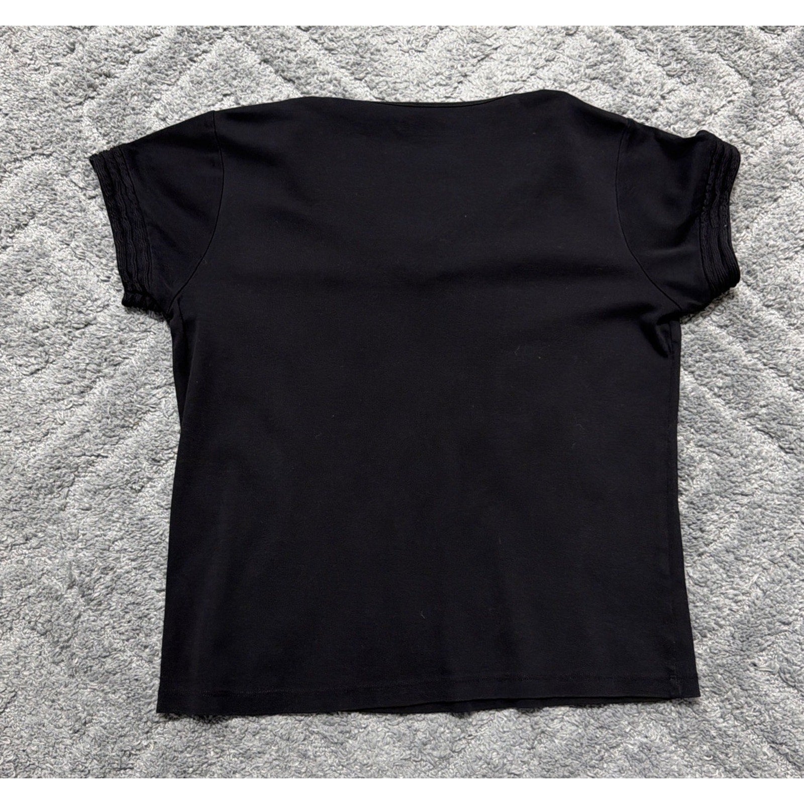 Territory Ahead Women's L Black Peruvian Pima Cotton V Neck Cap Sleeve T Shirt