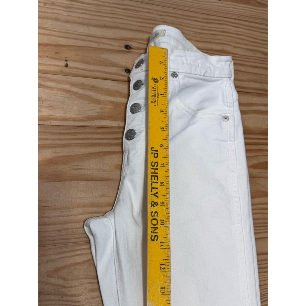 MADEWELL 10" High Rise Skinny Crop White Button-Fly Frayed Hem Jeans Size 26