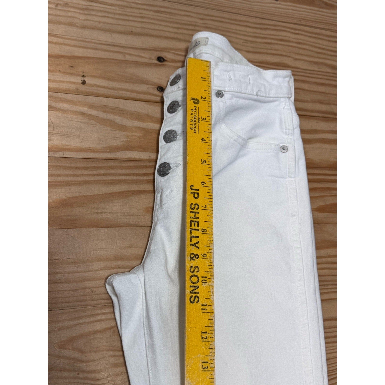 MADEWELL 10" High Rise Skinny Crop White Button-Fly Frayed Hem Jeans Size 26