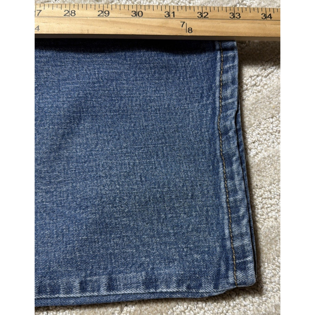 WRANGLER 30X34 Bootcut Jeans Thick Stitch Teal Medium Wash Cowgirl