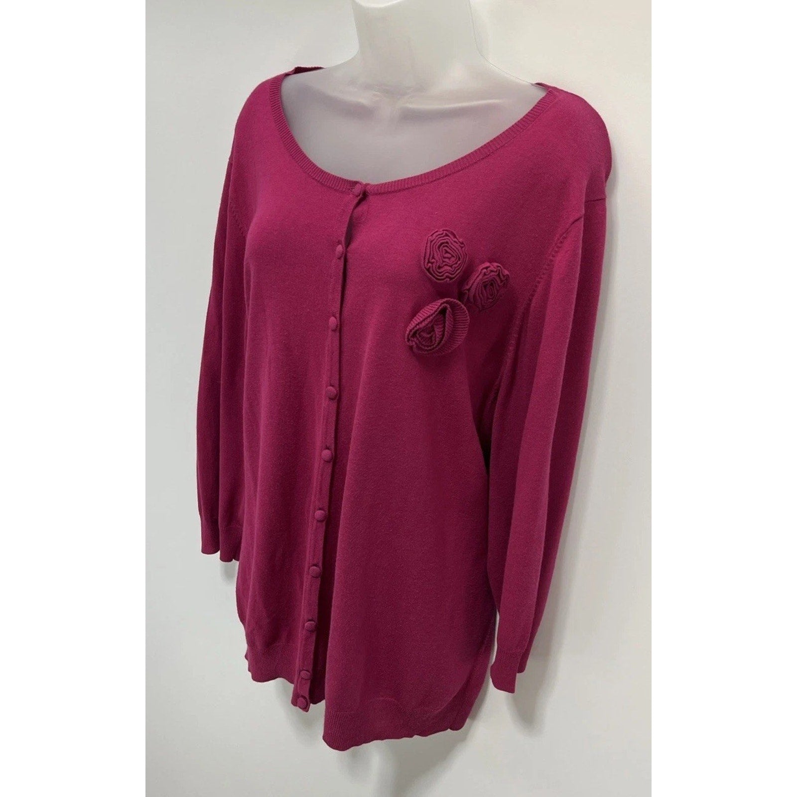 Women’s Talbots Magenta Long Sleeve Cardigan Size 3X