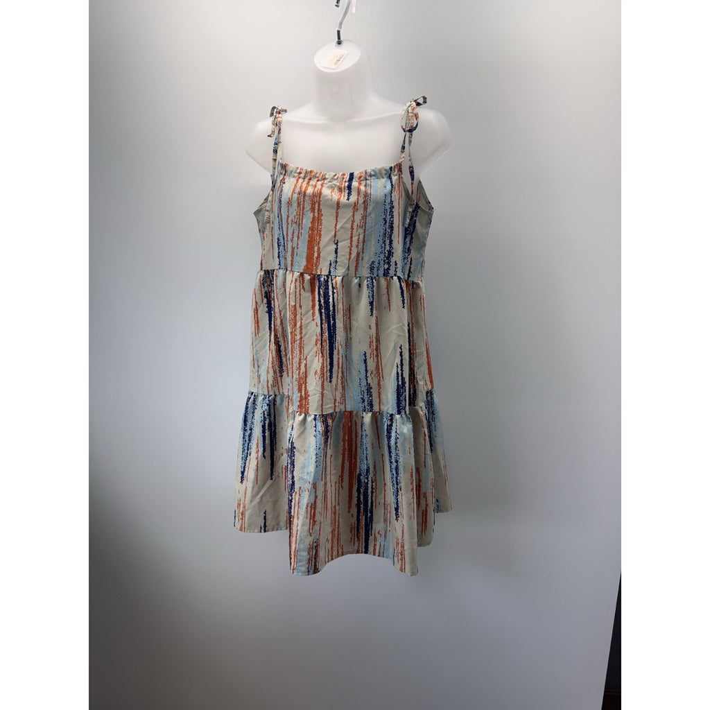 Women Spaghetti Strap Shift Mini Dress Womens Summer Dresses Tie Shoulders OSFM