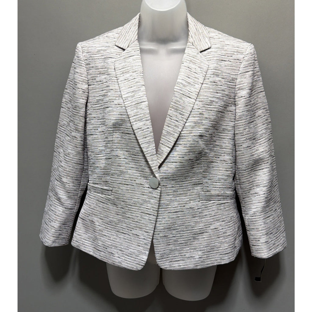 NWT JOHN MEYER TEXTURED LINED GRAY BLAZER JACKET SIZE 8 POCKETS
