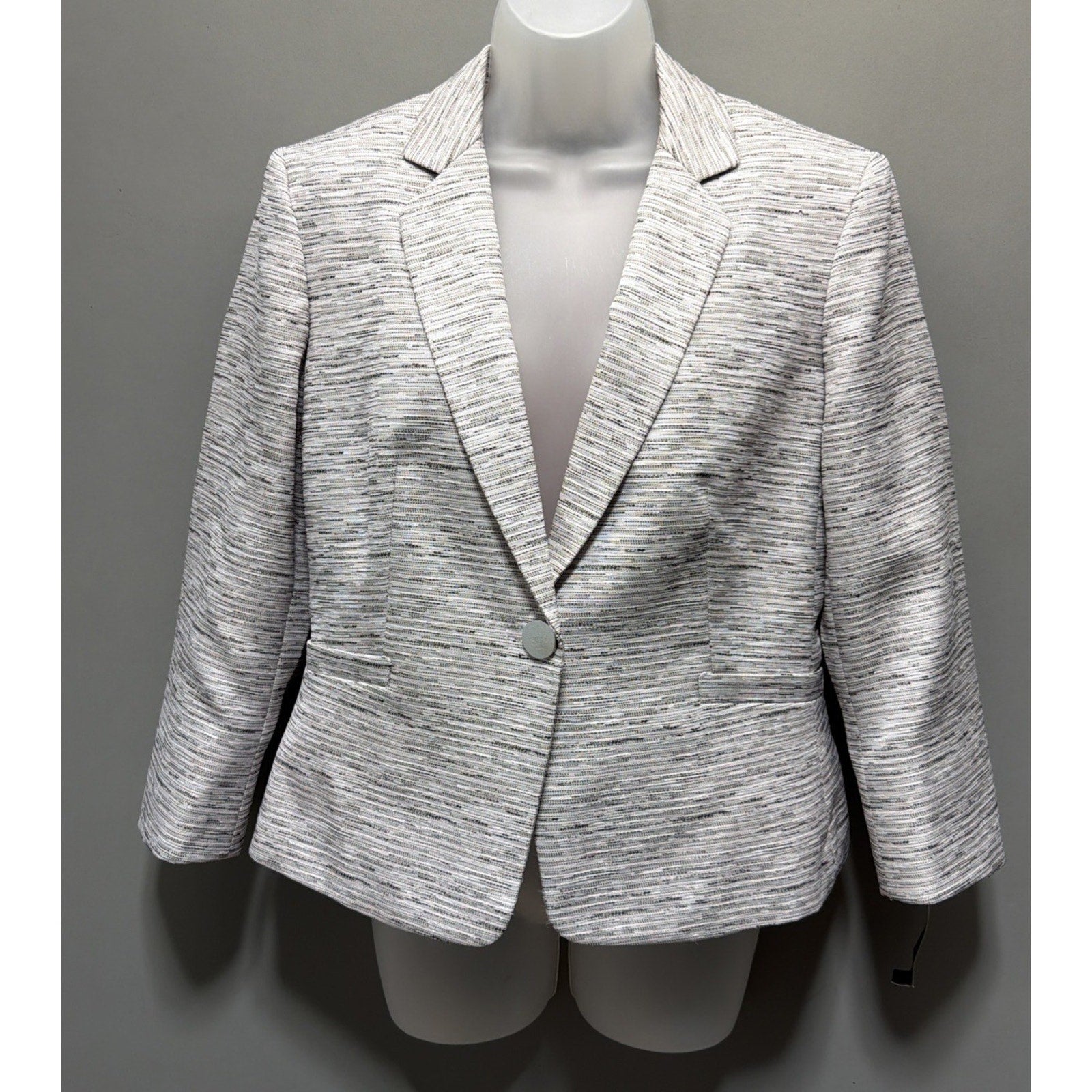 NWT JOHN MEYER TEXTURED LINED GRAY BLAZER JACKET SIZE 8 POCKETS