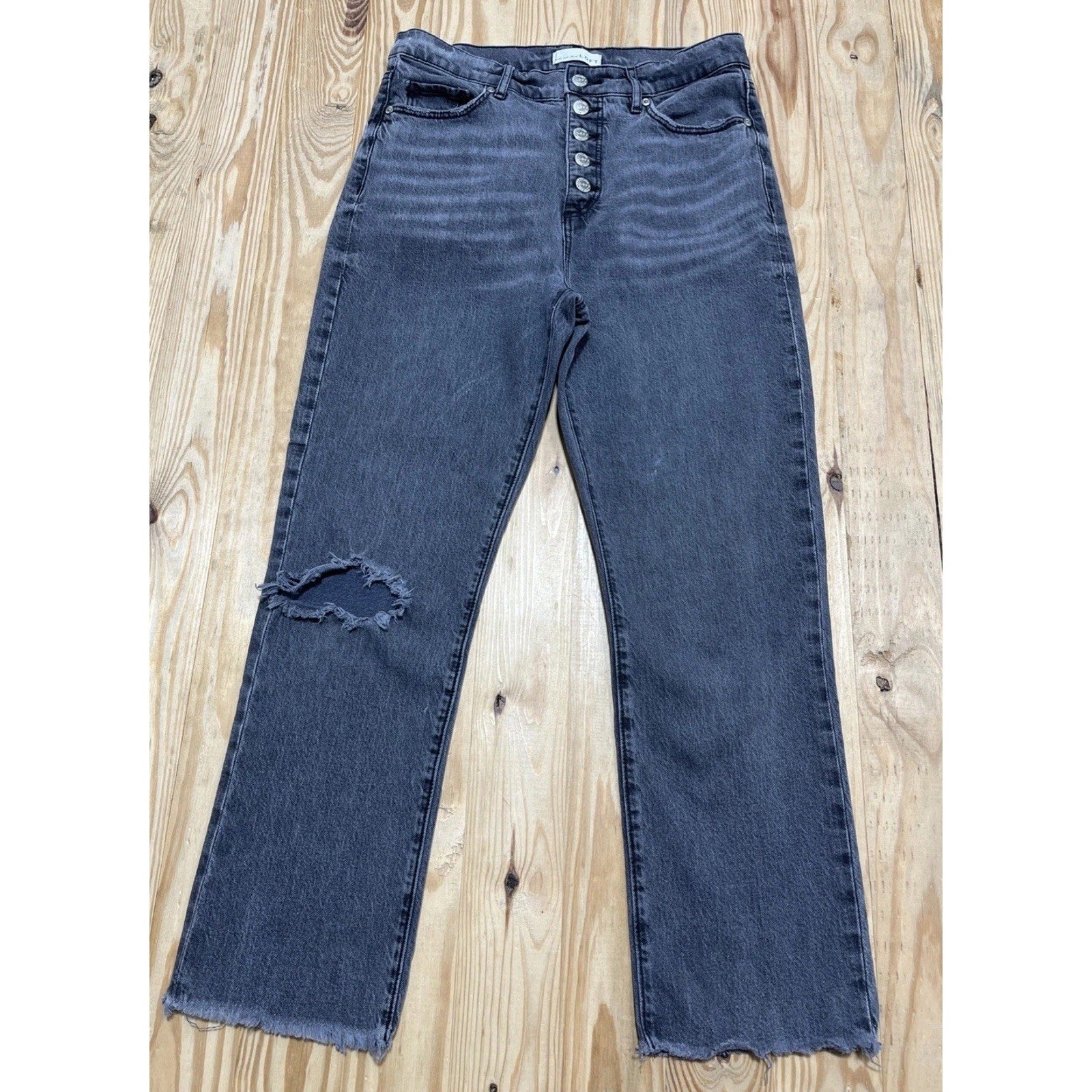 LOFT HIGH RISE BUTTON FLY RAW HEM STRAIGHT CROP JEANS WOMENS SIZE 27/4