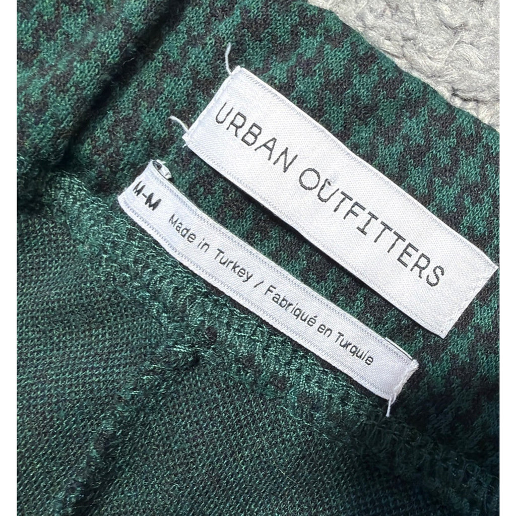 Urban Outfitters Houndstooth Plaid Straight Leg Pants Women's Green Black M