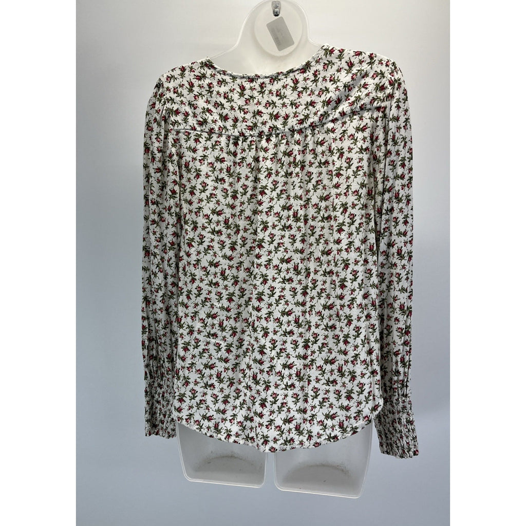 Lucky Brand Smocked Cuff Long sleeve Viscose Peasant Blouse Size Medium