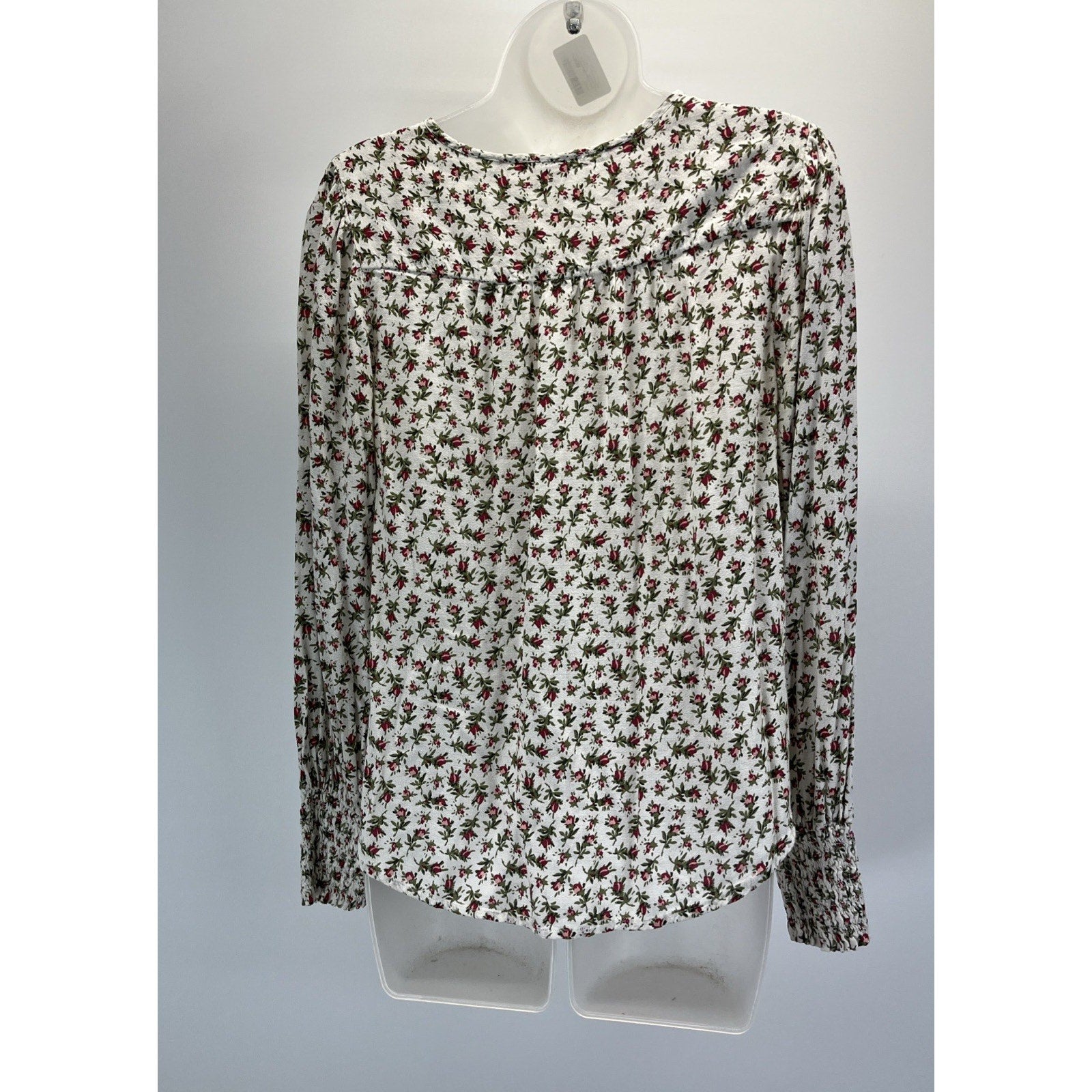 Lucky Brand Smocked Cuff Long sleeve Viscose Peasant Blouse Size Medium
