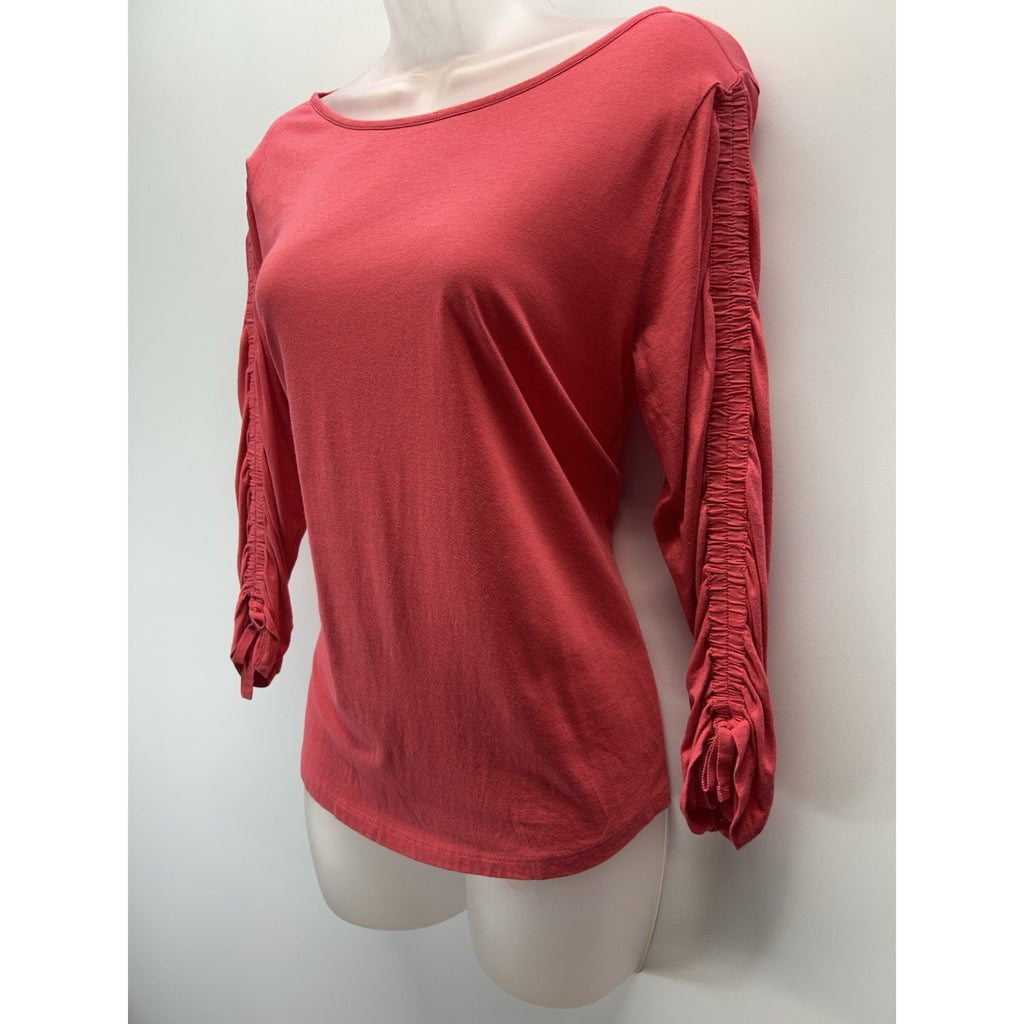 TALBOTS Size Small Petite Womens Pink Cotton V-Neck Short Sleeve Soft T-Shirt.