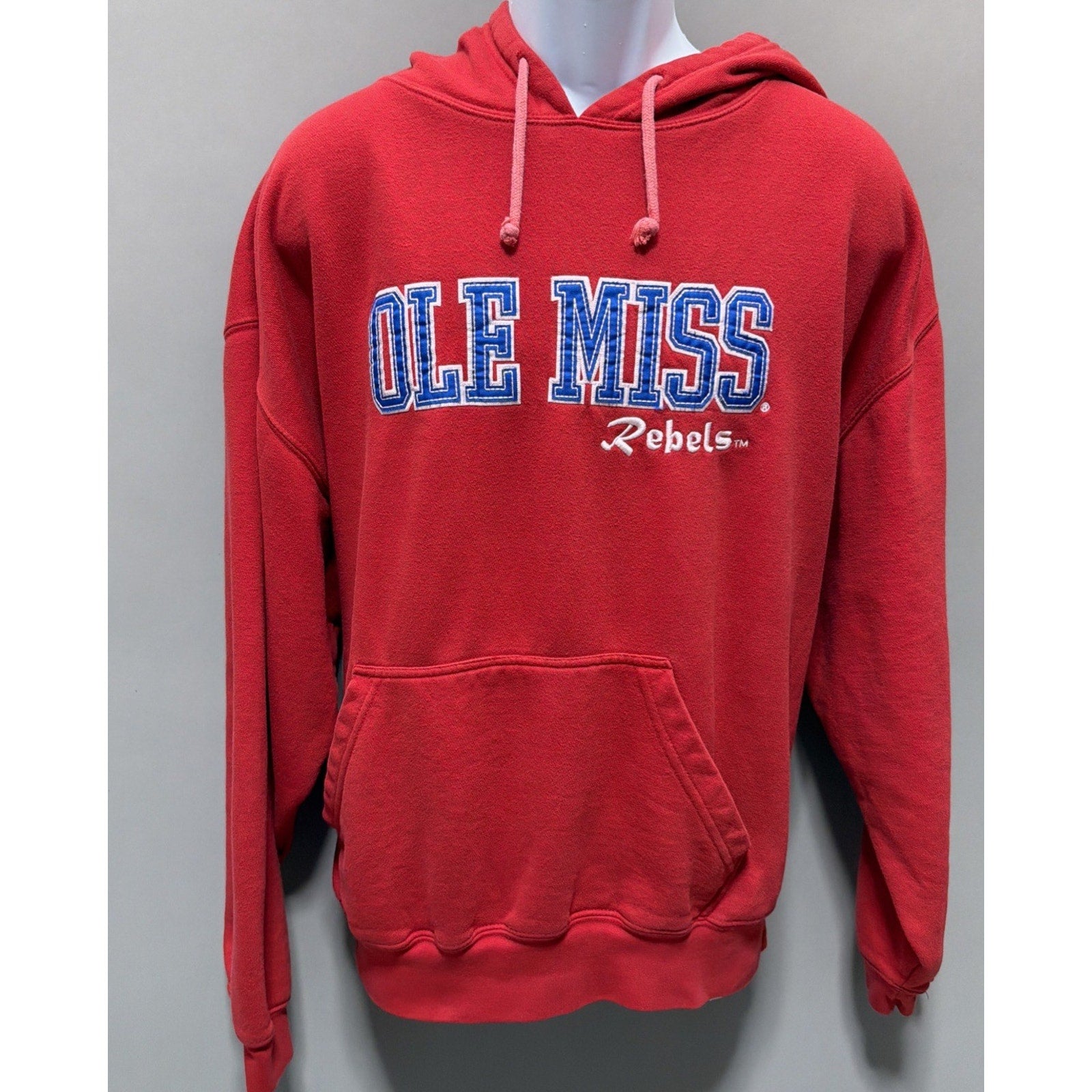 OLE MISS REBELS VINTAGE HOODED EMBROIDERED FLEECE SWEATSHIRT J. AMERICA SIZE XL
