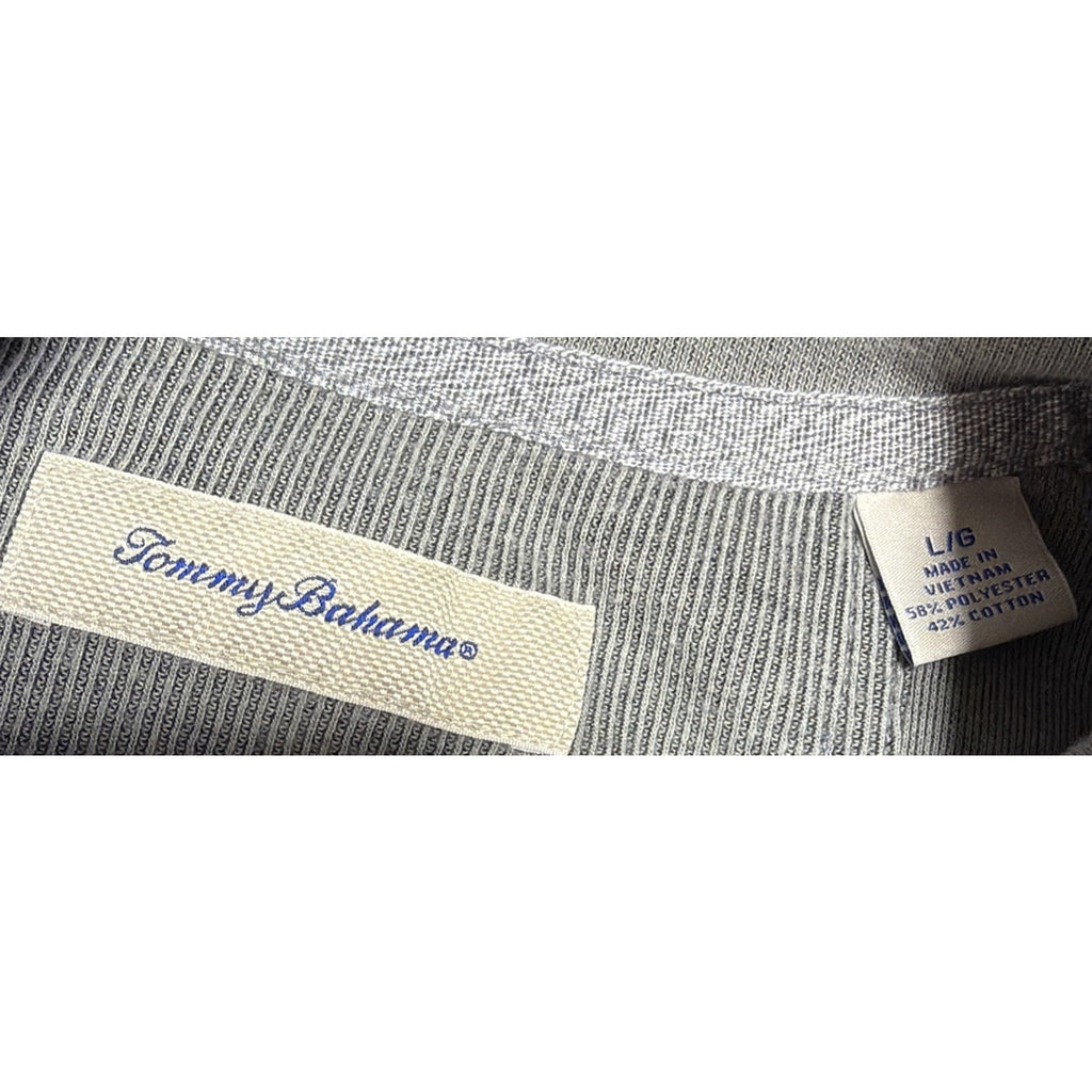 Tommy Bahama 1/4 Snap Men's Large Sweater Mock Neck Soft Pullover Gray Henley