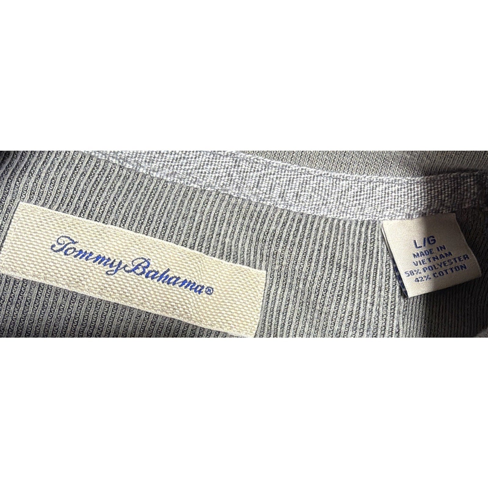 Tommy Bahama 1/4 Snap Men's Large Sweater Mock Neck Soft Pullover Gray Henley