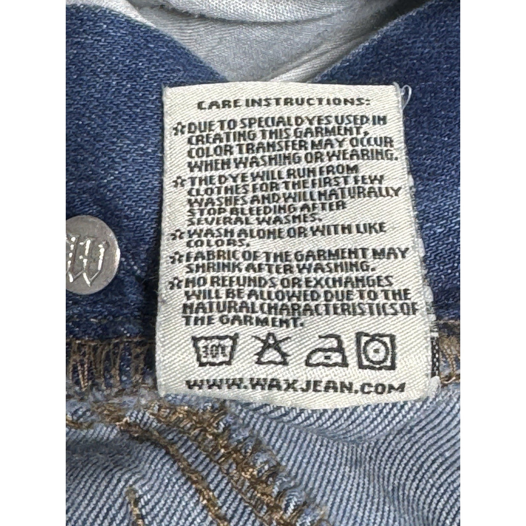 Wax Jeans Women's Factory Distressed Y2K Stretch Skinny Med Wash Overalls Size M