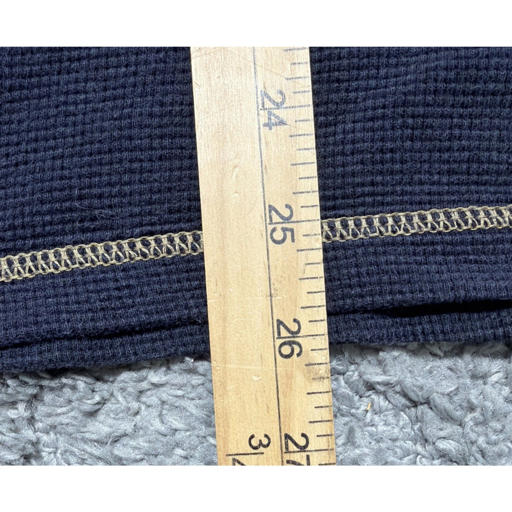 Men's Navy Blue Eddie Bauer Waffle Knit Shirt Long Sleeve 100% Cotton Size M Y2K