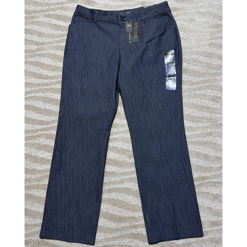 New Lee Secretly Shapes Straight Leg Trouser Women's Pants 16 S Mid Rise 34x29