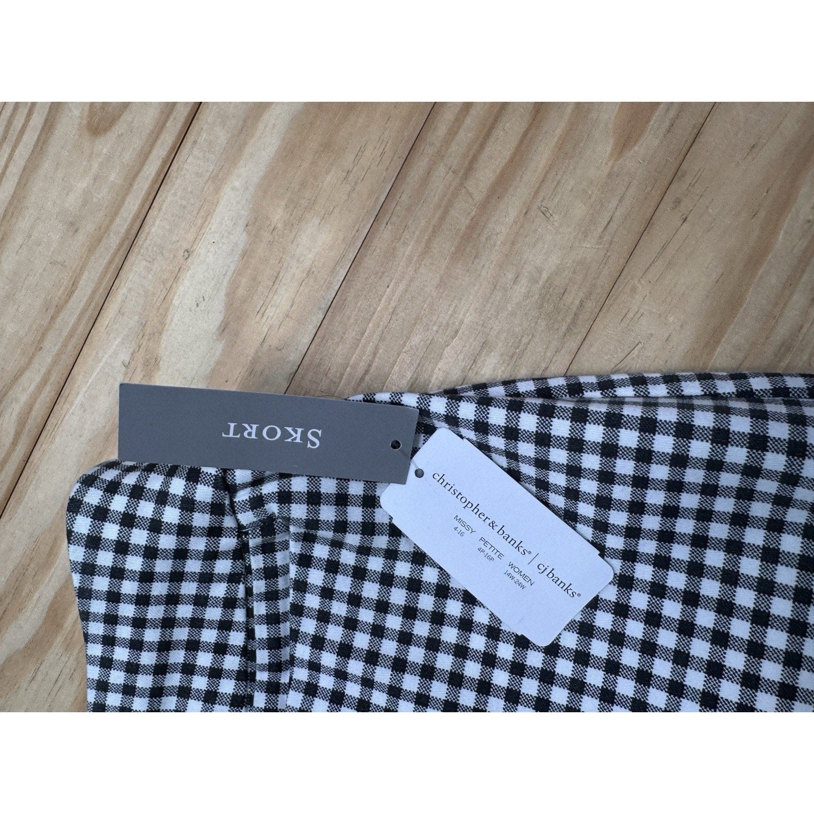 C J Banks Skort Black White Checks Women’s Size 18W Stretchy NWT