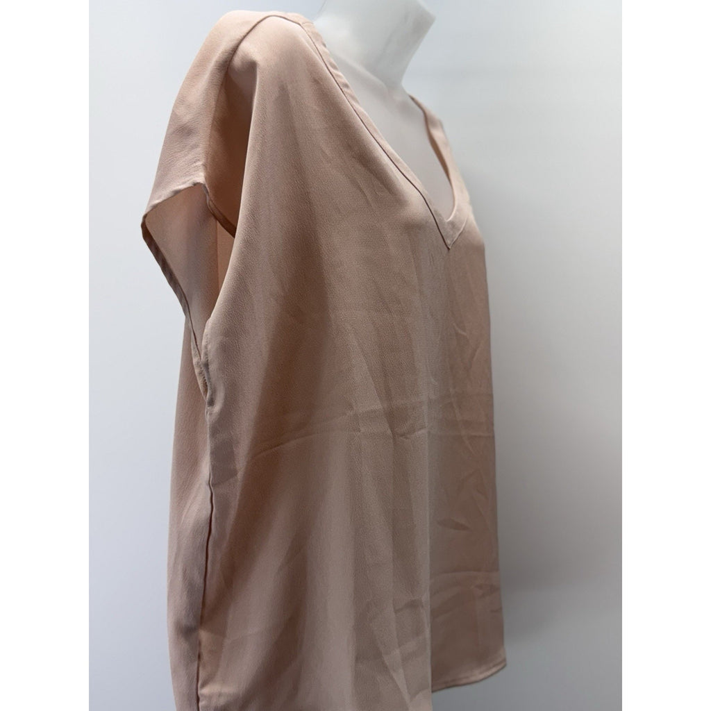 Kori Peach Short Sleeve V-neck T-Shirt Relaxed Fit Top Women’s Size S NWT