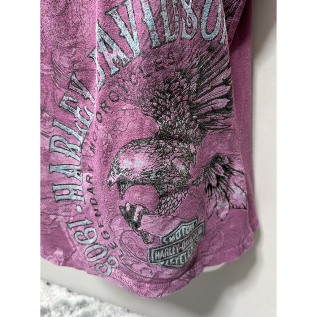Harley-Davidson Graphics Embellished Purple Tank Top L Made In USA 2014