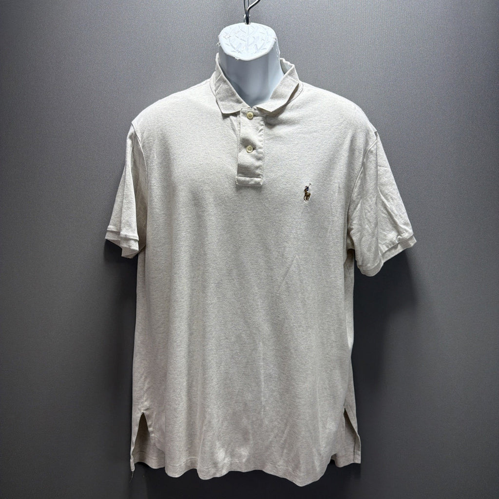 Polo Ralph Lauren Mens PIMA Soft XL S/S Shirt Cotton Heather Beige Pony Logo