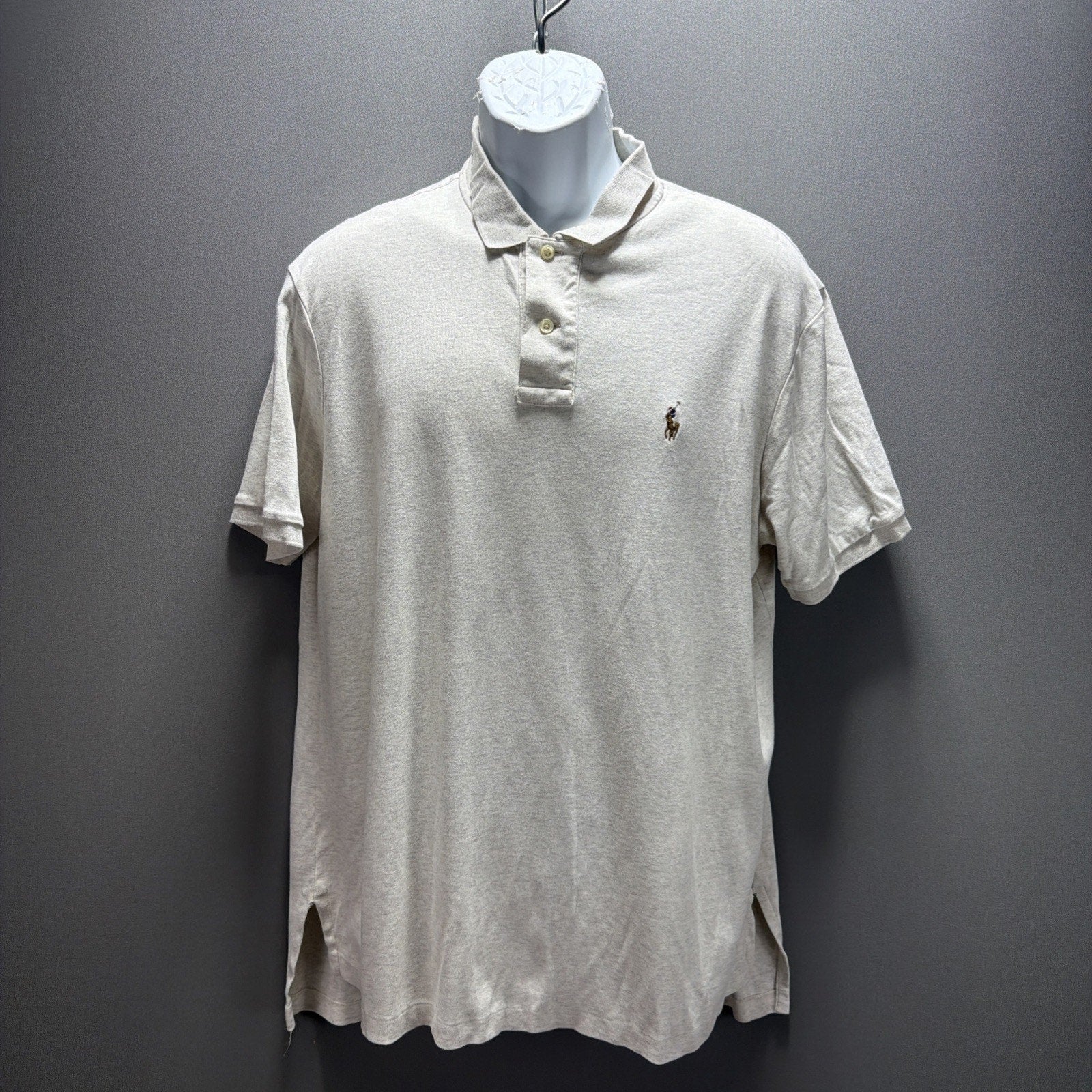 Polo Ralph Lauren Mens PIMA Soft XL S/S Shirt Cotton Heather Beige Pony Logo