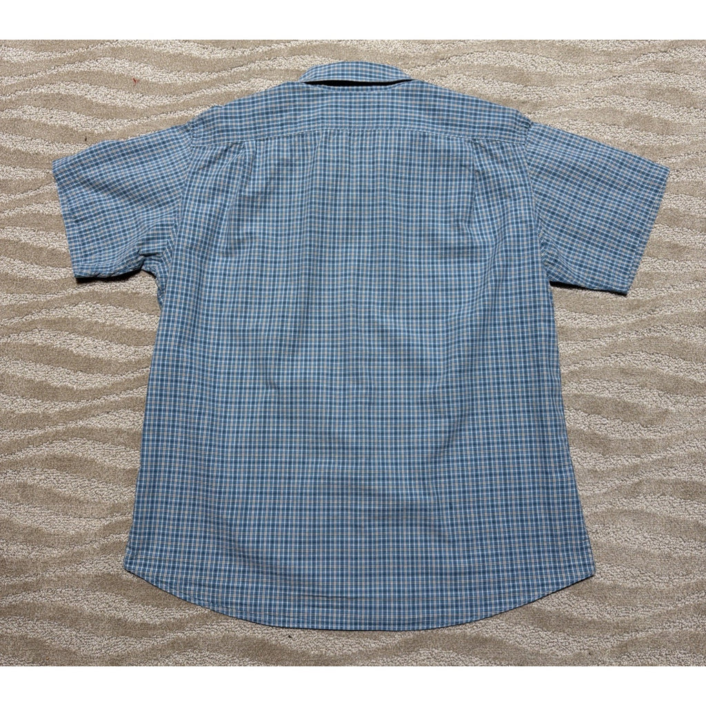 Eddie Bauer Button Down Cotton Shirt Blue Plaid Classic Fit Short Sleeve XL