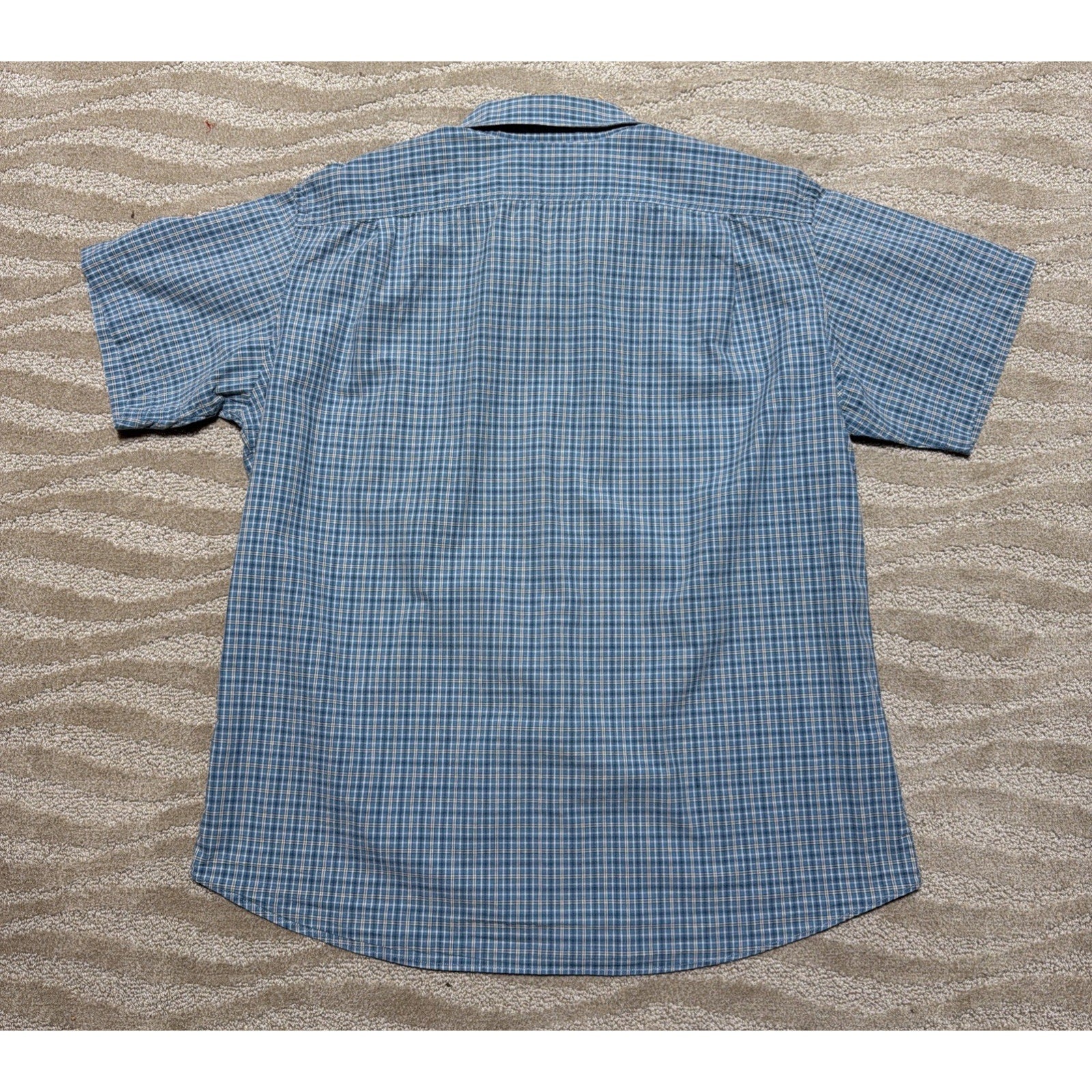 Eddie Bauer Button Down Cotton Shirt Blue Plaid Classic Fit Short Sleeve XL