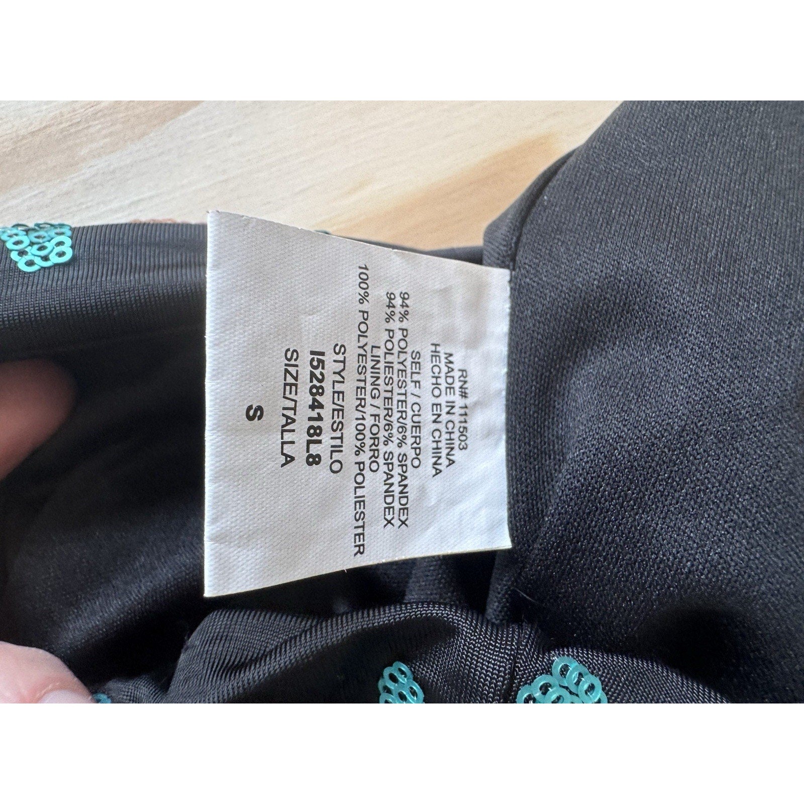 AS U WISH Sequin Bodycon Mini Dress Womens Small Black Teal Aztec Party Cocktail