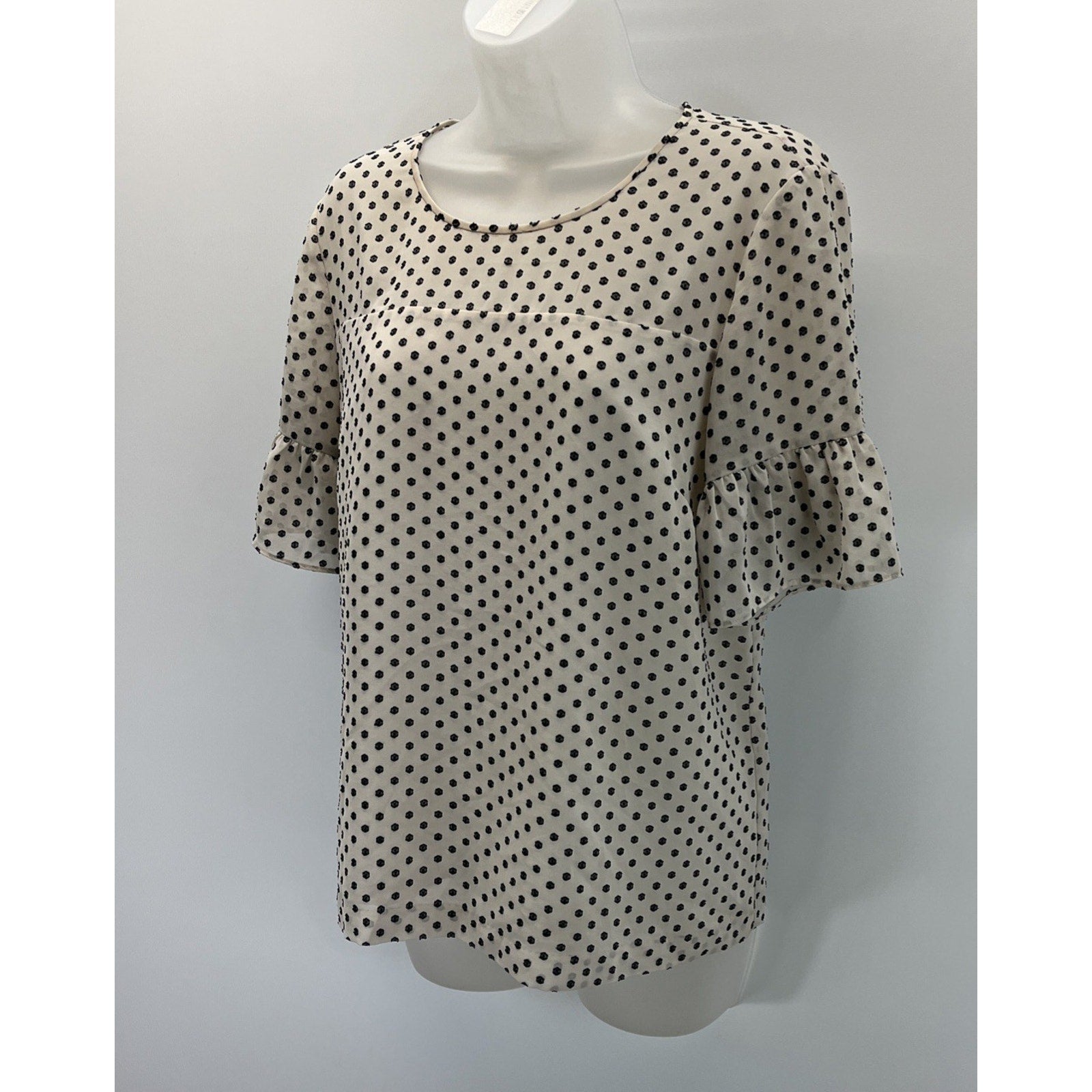 Classic J. Crew Short Sleeve Lined Blouse Size M Ivory White Flutter Sleeve