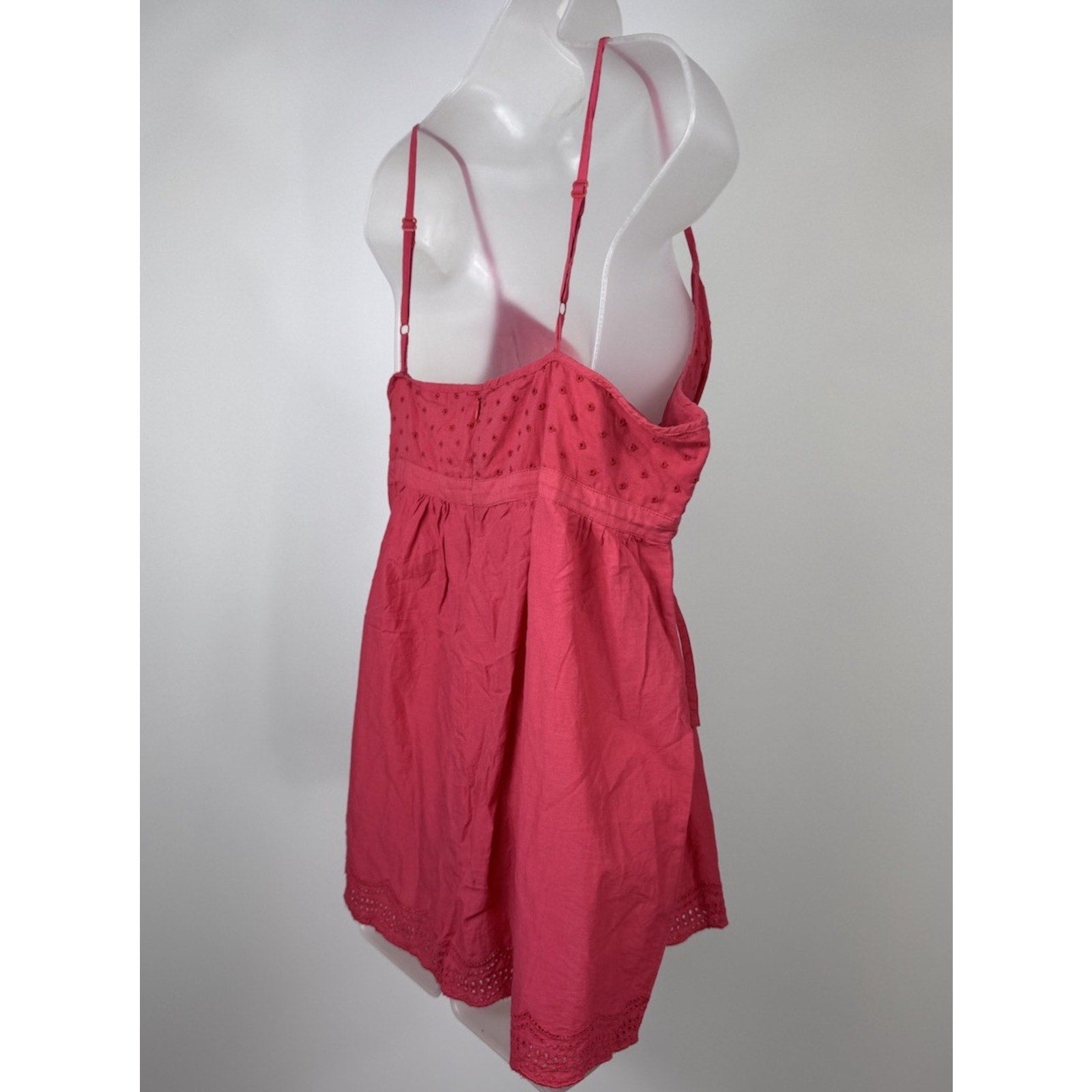 La Redoute Eyelet Pink Tank Blouse FR 46/US 14 Strappy Drawstring