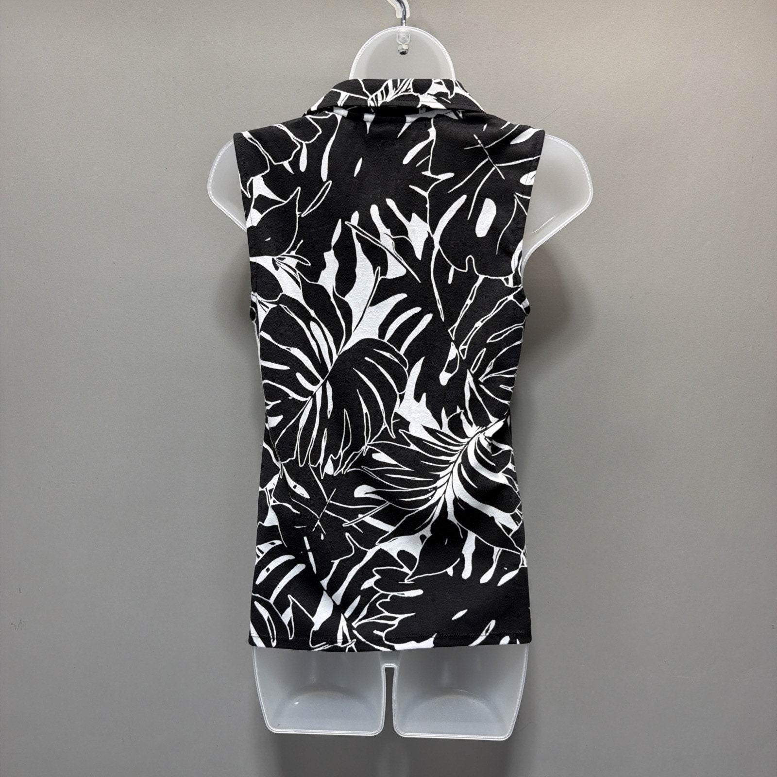 Rafaella Ladies Sleeveless Polo Size XS Pressed Palms Black NWT