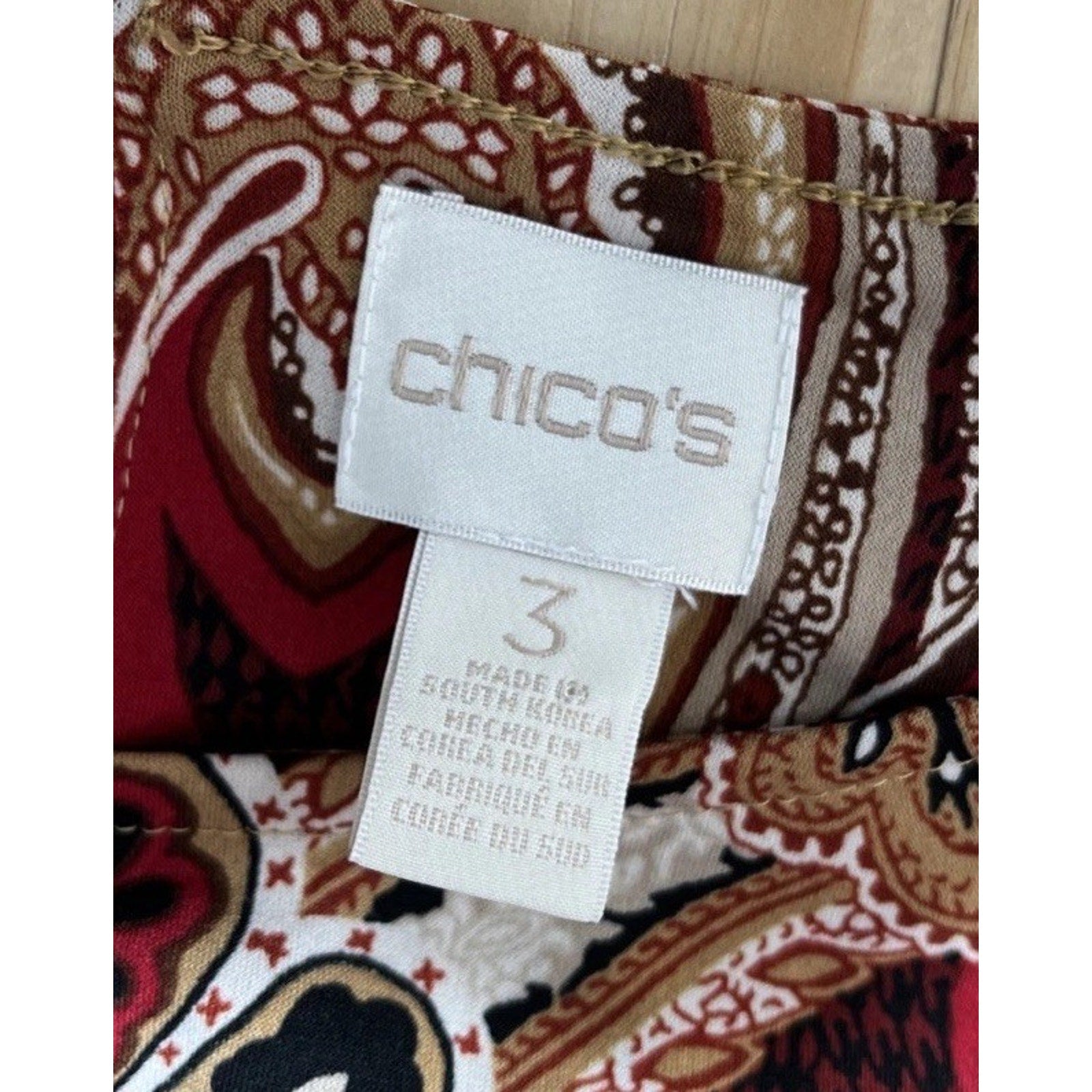 Chico's MEDALLION PAISLEY Long Sleeve Blouse Size 3