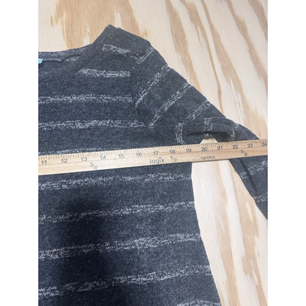 Dina Be Gray Striped Sharkbite Hem Tunic Sweater Dress Women’s Large Long Sleeve