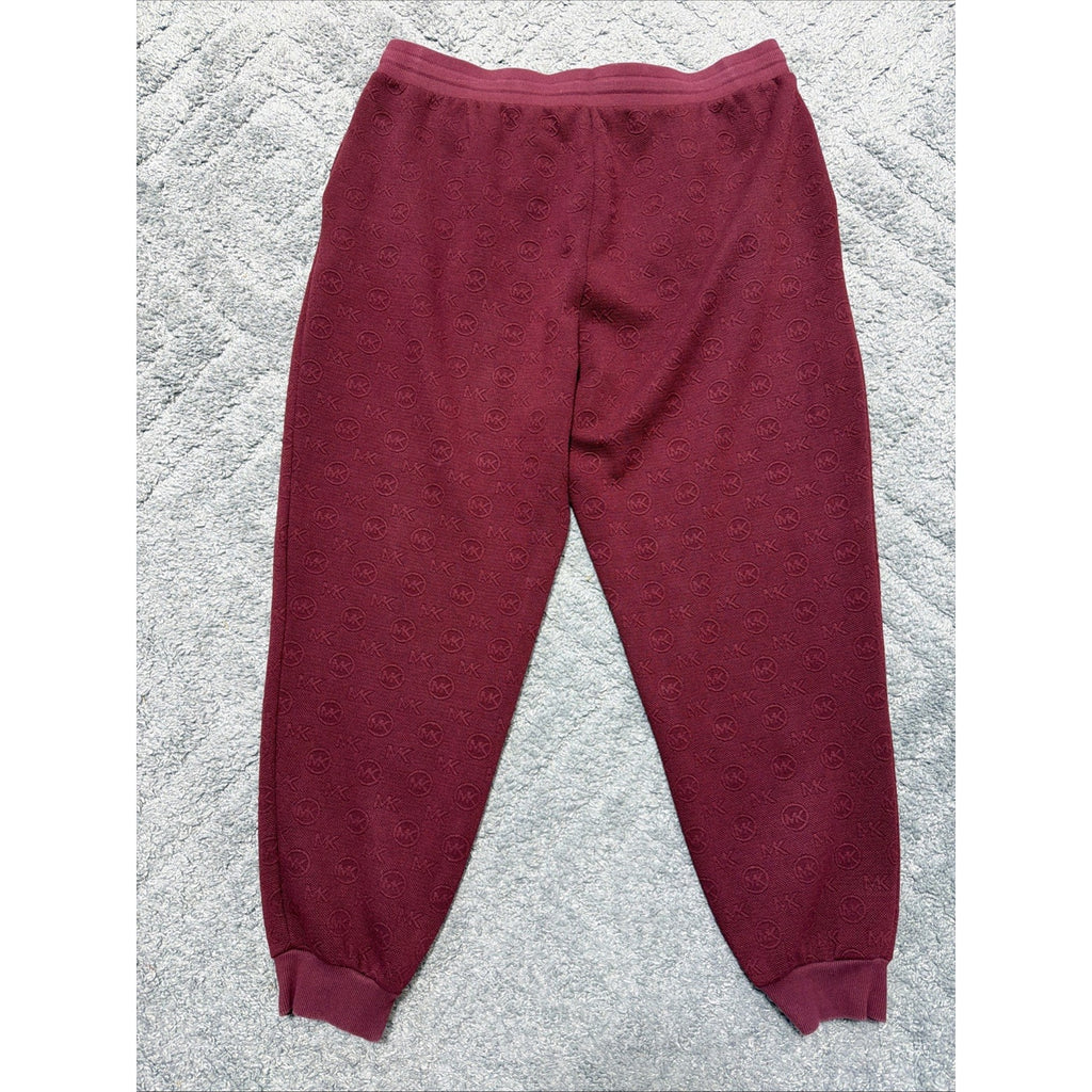 Michael Kors Men's Textured All Over Logo Jogger Pants Dark Brandy XL