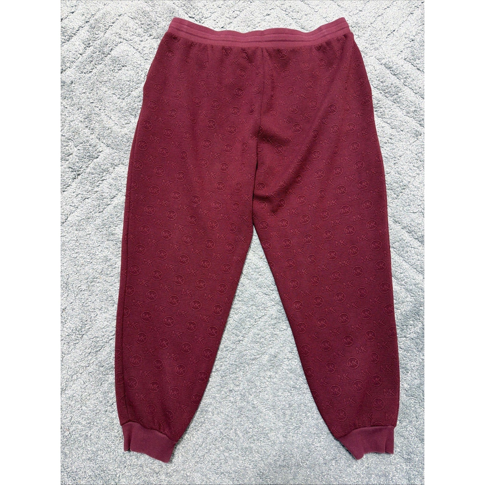 Michael Kors Men's Textured All Over Logo Jogger Pants Dark Brandy XL