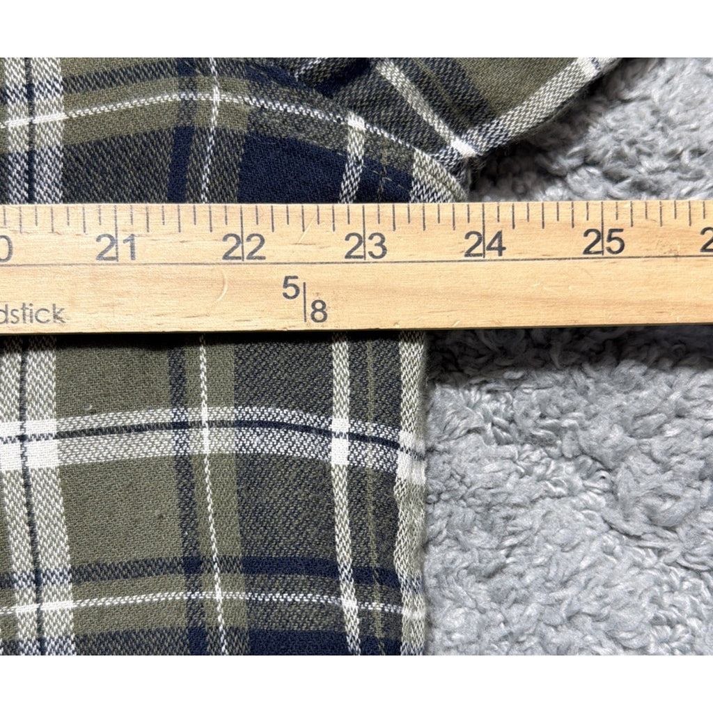 Mens Rugged Point Authentic Green Plaid Fleece Sherpa Button Up Shacket L NWT
