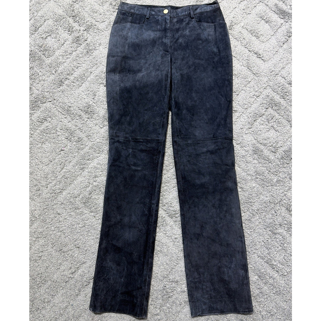 Worth 100% Leather Pants Womens 4 Blue Suede High Rise Lined Grudge Western Retr