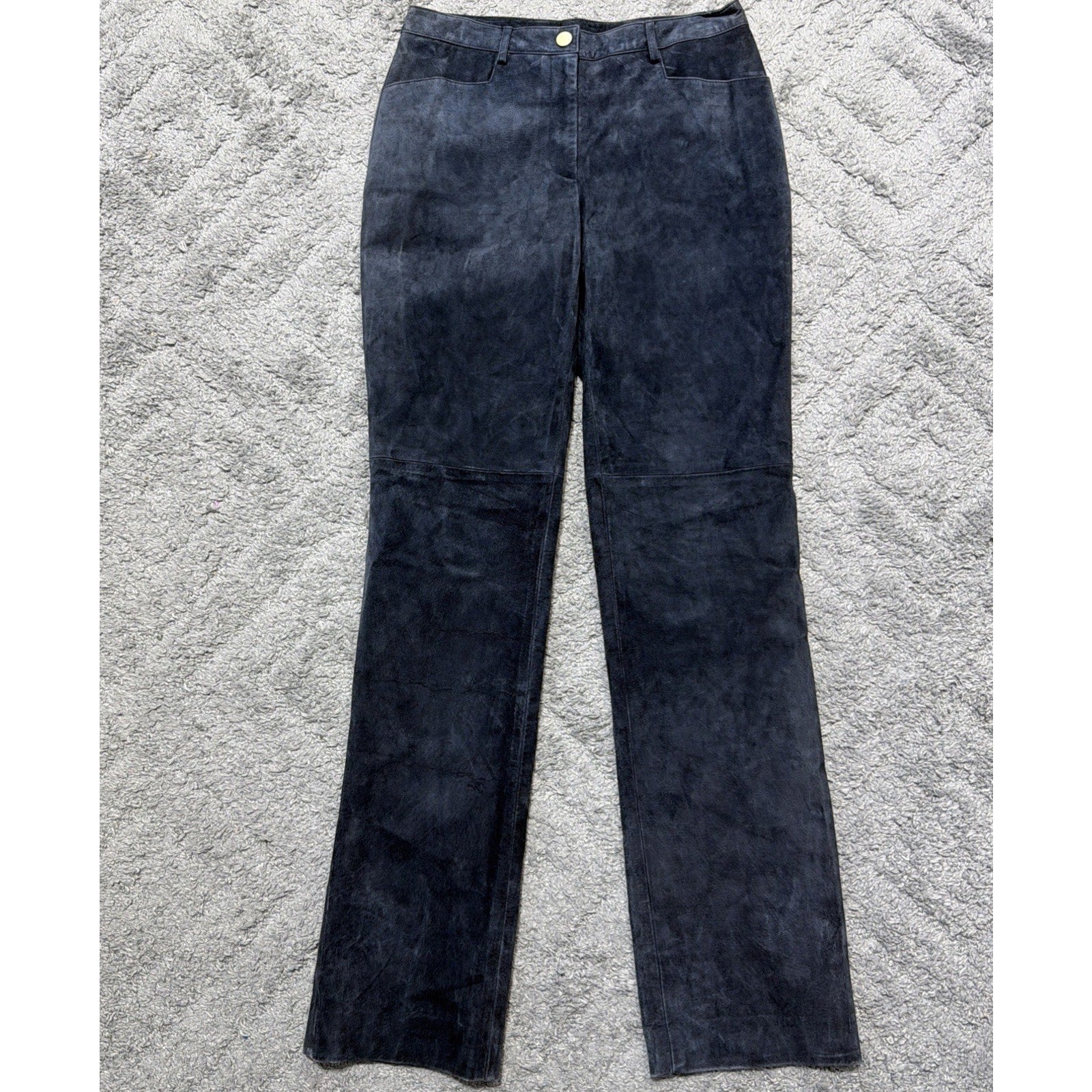 Worth 100% Leather Pants Womens 4 Blue Suede High Rise Lined Grudge Western Retr